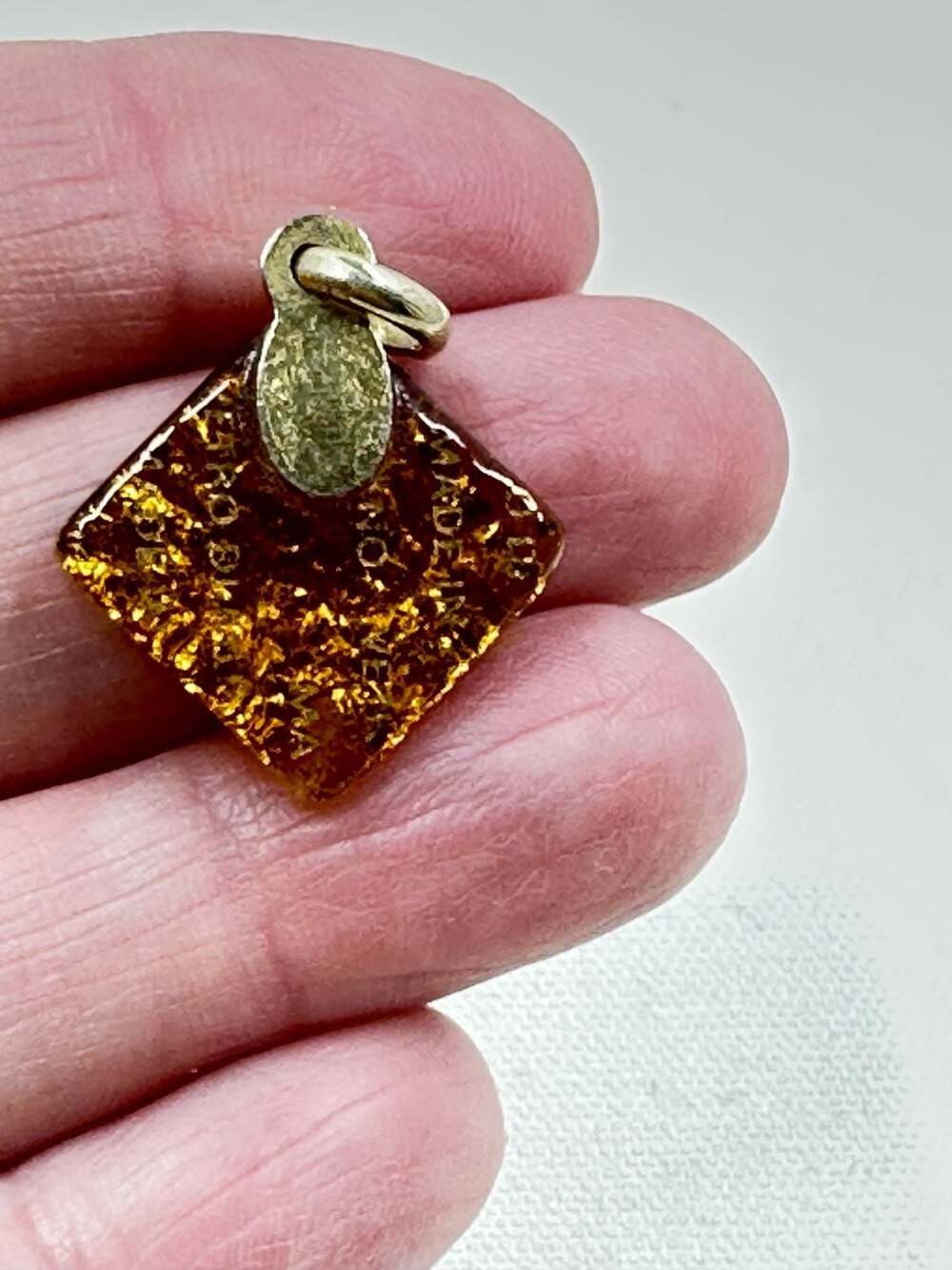 Murano Glass Square Pendant with Gold Leaf, Made in Italy